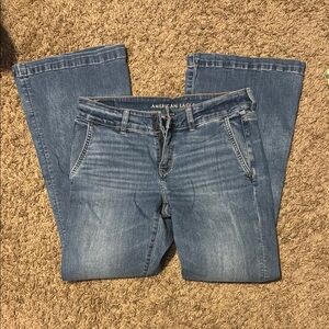 American Eagle Outfitters Super Low Rise Flare 12 Long Women's Blue Jeans